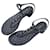 Sandálias de dedo com corrente de contas pretas da Chanel Preto Couro  ref.1305146