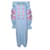 Autre Marque Elfter März, Midi-Kleid mit Stickerei in Blau Baumwolle  ref.1010335