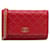 Wallet On Chain Pele de cordeiro acolchoada vermelha Chanel 19 Carteira na corrente Vermelho Couro  ref.1302028