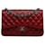 Chanel Red Jumbo Classic Aba forrada de pele de cordeiro Vermelho Bordeaux Couro  ref.1302040