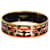 Bracelet large en émail plaqué fond noir Hermès avec motif Calache (62MM) Métal Doré Métallisé  ref.1305455