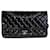 Timeless Chanel Black Quilted Patent Leather Medium Classic Double Flap Bag  ref.1305505