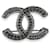 Spilla Chanel CC con perline nere, UN 14 B in rutenio Metallico  ref.1305668