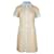 Sandro Paris Mella Denim Paneled Tweed Minikleid aus beiger Baumwolle Gelb  ref.1305875