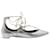 Aquazzura Glittered Christy Lace-up Pointed-Toe Flats in Silver Leather Silvery  ref.1305891