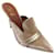 Autre Marque Malone Souliers Tacco a spillo in velluto con punta a punta rifinita in pelle metallizzata champagne Beige  ref.1306183