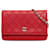 Wallet On Chain Portafoglio rosso Chanel CC in pelle di agnello Wild Stitch su borsa a tracolla a catena  ref.1306259