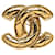 Broche matelassée Chanel CC dorée Métal  ref.1306329