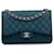 Bolsa de ombro Chanel Jumbo Classic Caviar azul com aba Couro  ref.1306403