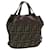 FENDI Zucca Canvas Hand Bag Brown Black Auth yk11238 Cloth  ref.1307121