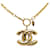 Goldfarbene Halskette mit Chanel CC-Anhänger, Modeschmuck-Armband Golden Gelbes Gold  ref.1308968