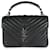 Saint Laurent Black Sheepskin Matelasse Chevron Medium College Bag Leather  ref.1308978