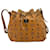 Bolsa de ombro MCM Bucket Drawstring Bag Cognac Gold, tamanho médio, com estampa do logo. Conhaque  ref.1309033
