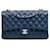 Chanel Blue Medium Classic Lambskin Double Flap Dark blue Leather  ref.1309187