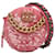 Pele de cordeiro com lantejoulas rosa Chanel 19 Embreagem redonda com corrente Couro  ref.1309228