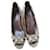 Gucci Canvas Beige Brown GG Monogram Espadrille Horsebit Pee Toe Wedges Cloth  ref.1309364
