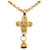 Chanel Collar de cadena con campana cruzada CC Dorado  ref.1310017