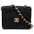 Chanel Mini bolsa quadrada acolchoada de algodão com aba Preto  ref.1310652