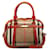 Burberry Nova Check Leather Trim Canvas Handbag Brown Cloth  ref.1310884