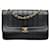 Chanel Bolsa de ombro com aba com borda vertical Mademoiselle Preto Pele de cordeiro  ref.1311409