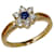 Mikimoto 18K Diamond Sapphire Flower Ring Golden  ref.1311463