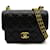 Chanel Mini bolsa quadrada clássica com aba única Preto Pele de cordeiro  ref.1311982