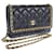 Wallet On Chain Chanel Portafoglio con catena trapuntata CC su catena Nero Agnello Pelle  ref.1312178