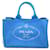 Tote Prada Canapa-Logo-Einkaufstasche Blau Leinwand  ref.1312375