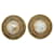 Chanel Clipe redondo de pérola falsa em brincos Dourado  ref.1312497