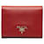 Prada Saffiano Logo Trifold Compact Wallet Red Pony-style calfskin  ref.1312705