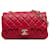 Bolso bandolera Chanel rojo mini clásico de piel de cordero rectangular con solapa única Roja Cuero  ref.1313413