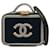 Vanity Bolso satchel Chanel pequeño de punto CC con filigrana azul Cuero  ref.1313421