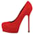 SAINT LAURENT Tribute Two Red Suede Pumps in size 37.5  ref.1313466