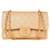 Chanel gestepptes Lammleder 24Gefütterte mittelgroße K-Gold-Tasche mit Überschlag Beige Leinwand  ref.1313482