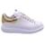 Alexander Mcqueen White and Gold Lace Up Sneakers Shoes Size 40 Leather  ref.1313520