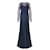 Robe longue en satin et dentelle Nina Ricci Soie Viscose Bleu foncé  ref.1313641