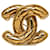 Chanel Gold CC gesteppte Brosche Golden Metall Vergoldet  ref.1313725