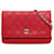 Wallet On Chain Cartera Chanel Red CC de piel de cordero con puntada salvaje y cadena Roja Cuero  ref.1314148