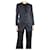 Chanel Schwarzer langer Blazer aus Wolle mit Nadelstreifen - Größe UK 10  ref.1314219