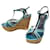 louis vuitton shoes 37 SUMMERTIME BLUE LEATHER WEDGE SANDALS SANDALS  ref.1315286