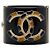 Bracciale manchette Chanel CC oro e metallo nero Blu scuro