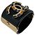 Bracciale manchette Chanel CC oro e metallo nero Blu scuro - vista 5