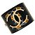 Bracciale manchette Chanel CC oro e metallo nero Blu scuro - vista 6