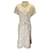 Autre Marque Akris Punto Beige Fringed Short Sleeved Midi Dress Polyester  ref.1316275