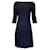 Autre Marque Alaia Navy Blue Pleated Three-Quarter Sleeved Viscose Knit Dress  ref.1316302