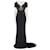 Stella Mc Cartney Stella McCartney Vestido negro con cola de charco y detalle de encaje intrincado Rayo Acetato  ref.1316397