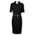 Chanel Vestido de tweed negro con cinturón de perlas y joyas.  ref.1317786