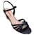 Autre Marque Prada – Schwarze Sandalen aus Lackleder mit Knöchelriemen und Kork-Keilabsatz und Schleife  ref.1317868