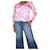 Emilio Pucci Rosa Seidentop mit Muster und gepolsterten Schultern – Größe UK 14 Pink  ref.1318144