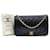 Chanel zeitlose klassische Einzelfach-Geldbörse mit Kette Schwarz Leder  ref.1318293